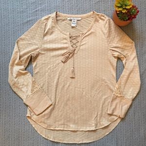 NWOT American Rag Lace Up Long Sleeve Top